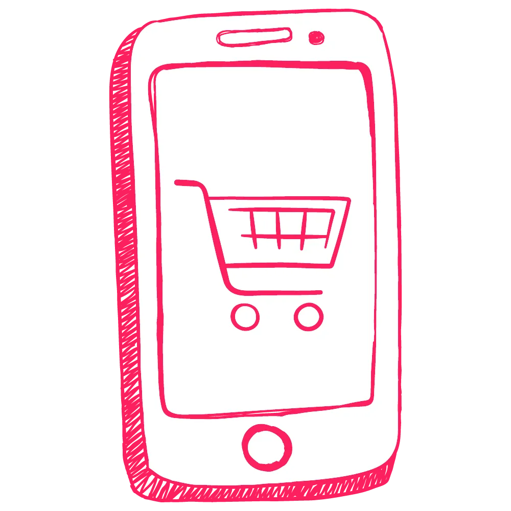 A phone with a cart in it
